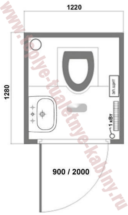 картинка Автономная теплая туалетная кабина "Восток-1280x1220x2300" от магазина Teplye-Tualetnye-Kabiny.RU